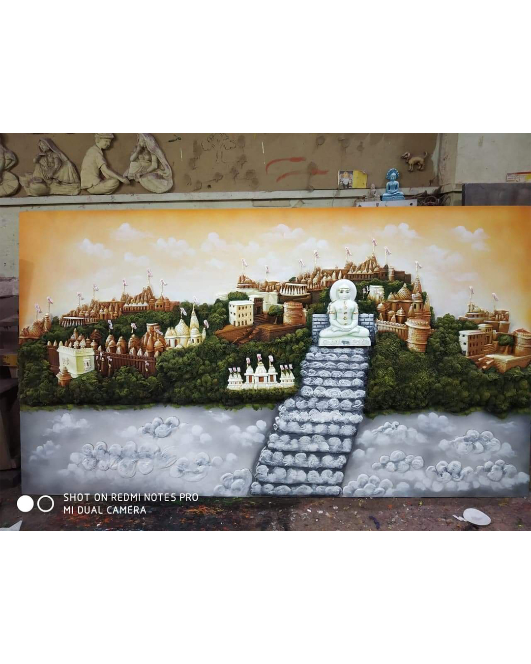Riddhi Siddhi Art Creations - Sunset Silhouette Girnar Temple Landscape Mural